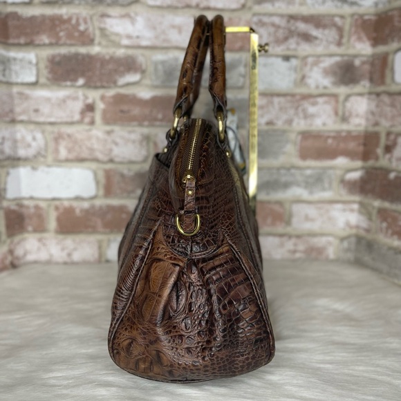 Brahmin Chocolate Brown Crocodile-Embossed Handbag - Picture 7 of 13